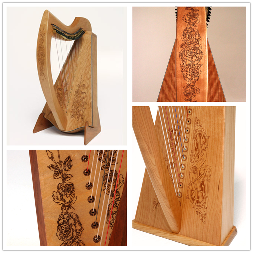 豎琴激光雕刻機,激光雕刻豎琴,豎琴激光雕刻